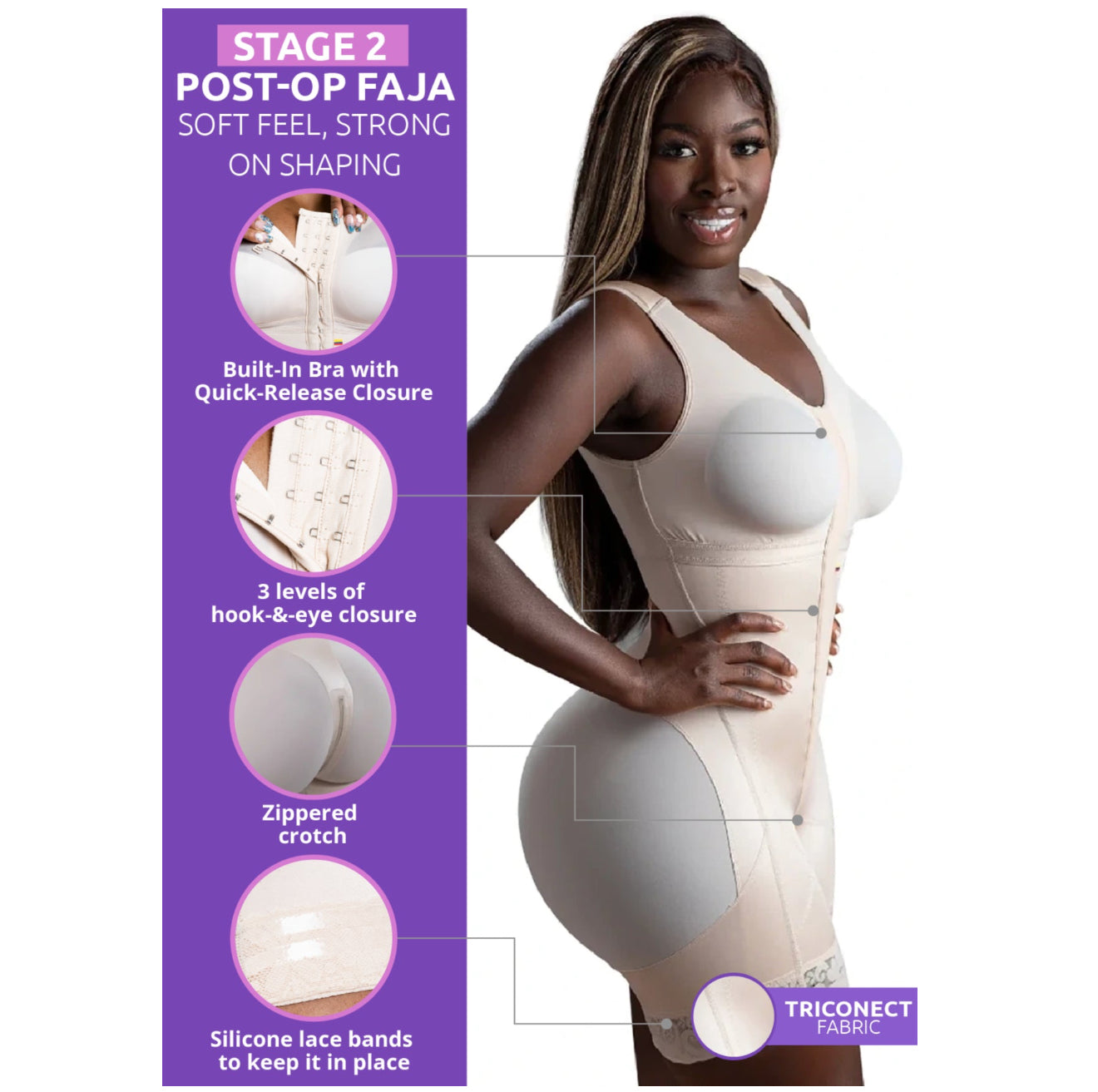 FAJA PARA MUJERES CON CURVAS, CADERAS ANCHAS Y CINTURA PEQUEÑA, LEVANTA GLÚTEOS, CONTROL DE ABDOMEN 02411