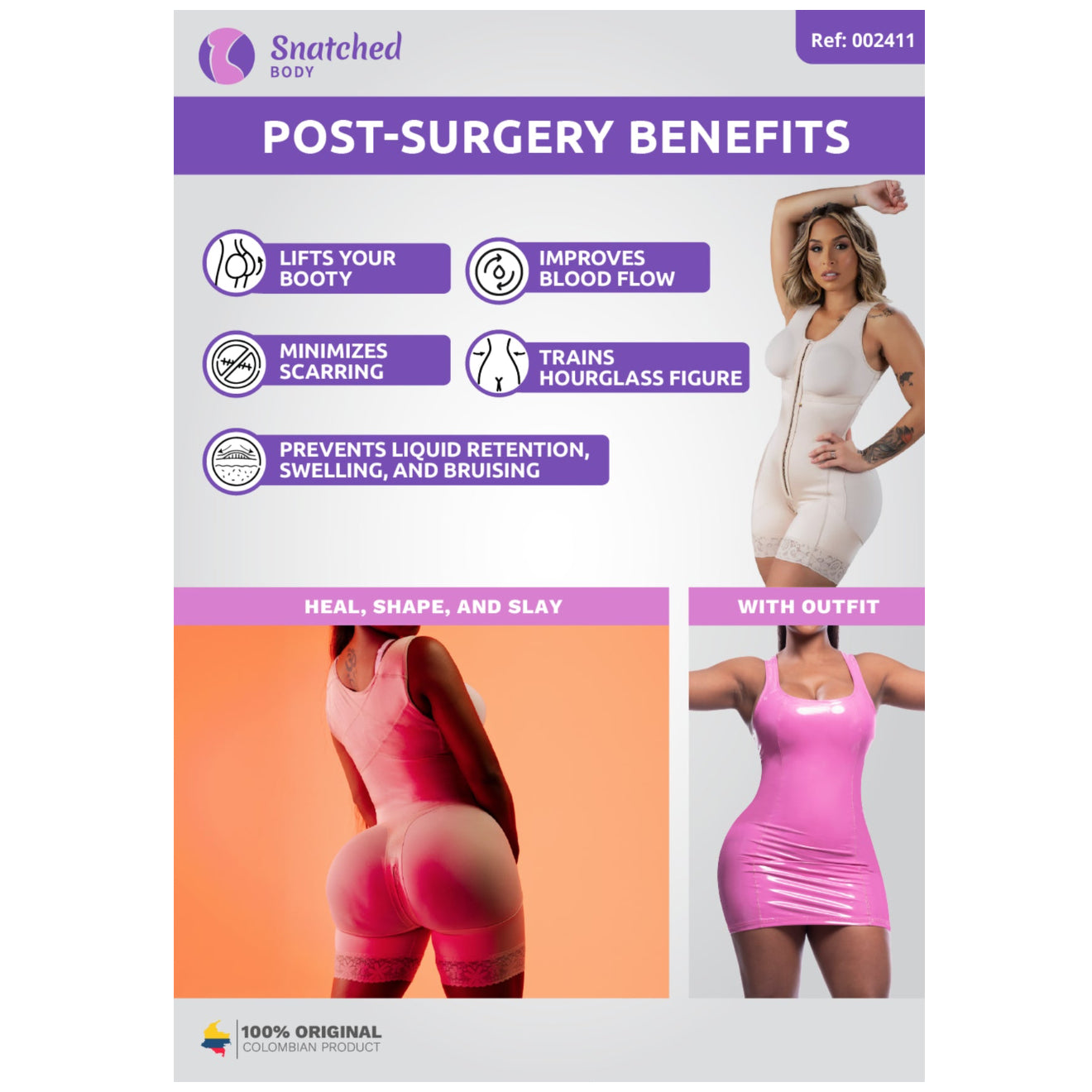 FAJA PARA MUJERES CON CURVAS, CADERAS ANCHAS Y CINTURA PEQUEÑA, LEVANTA GLÚTEOS, CONTROL DE ABDOMEN 02411