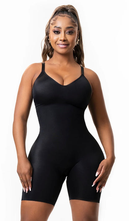Comfy Tummy Control Shaperwear Bodysuit Mid Thigh With Built-In Bra | Daily Use 1L3