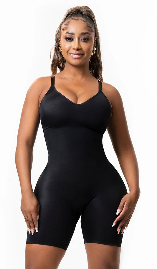 Comfy Tummy Control Shaperwear Bodysuit Mid Thigh With Built-In Bra | Daily Use 1L3