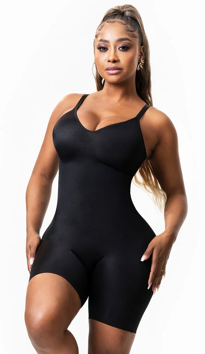 Comfy Tummy Control Shaperwear Bodysuit Mid Thigh With Built-In Bra | Daily Use 1L3