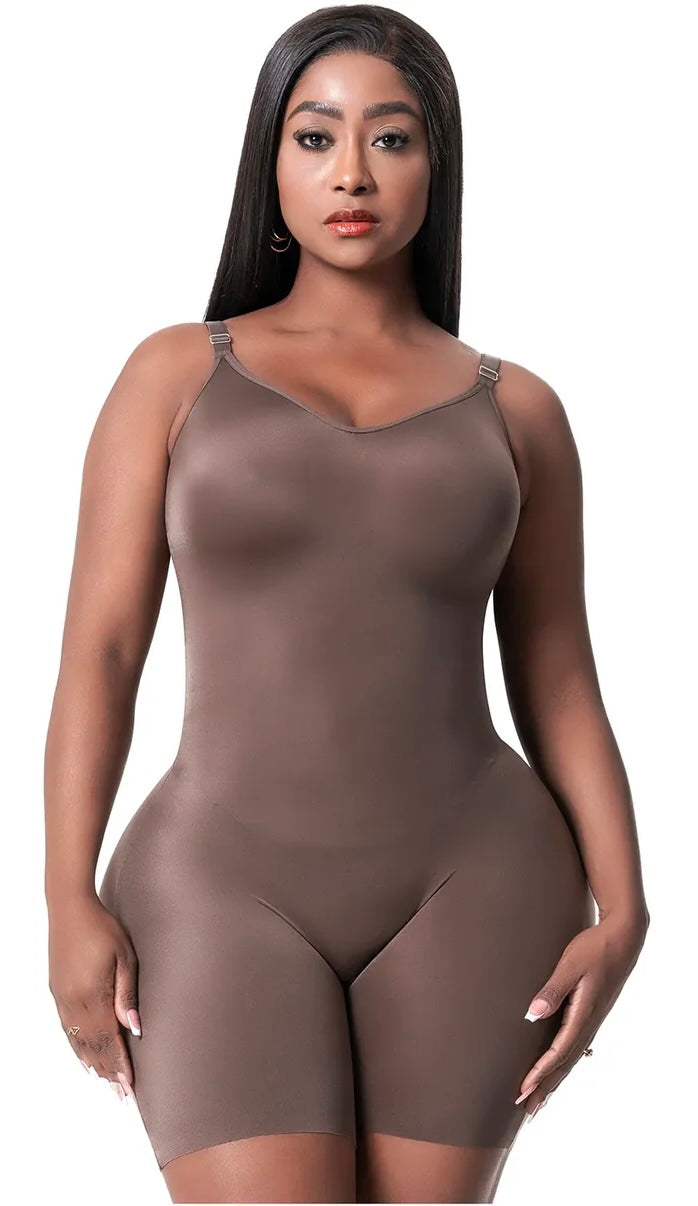 Comfy Tummy Control Shaperwear Bodysuit Mid Thigh With Built-In Bra | Daily Use 1L3
