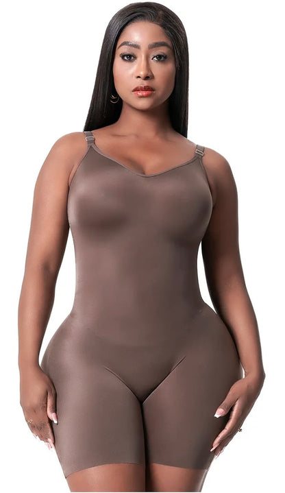 Comfy Tummy Control Shaperwear Bodysuit Mid Thigh With Built-In Bra | Daily Use 1L3