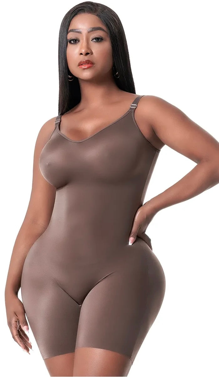 Comfy Tummy Control Shaperwear Bodysuit Mid Thigh With Built-In Bra | Daily Use 1L3