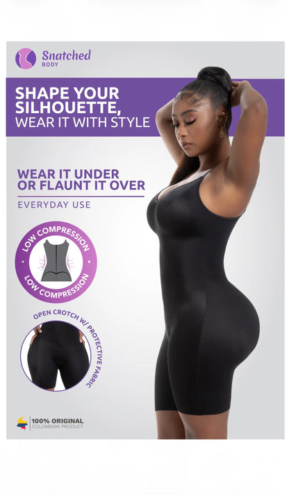 Comfy Tummy Control Shaperwear Bodysuit Mid Thigh With Built-In Bra | Daily Use 1L3