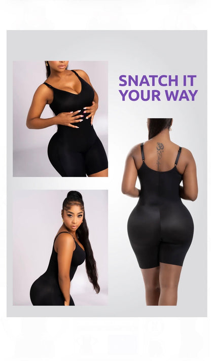 Comfy Tummy Control Shaperwear Bodysuit Mid Thigh With Built-In Bra | Daily Use 1L3