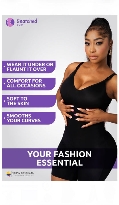 Comfy Tummy Control Shaperwear Bodysuit Mid Thigh With Built-In Bra | Daily Use 1L3