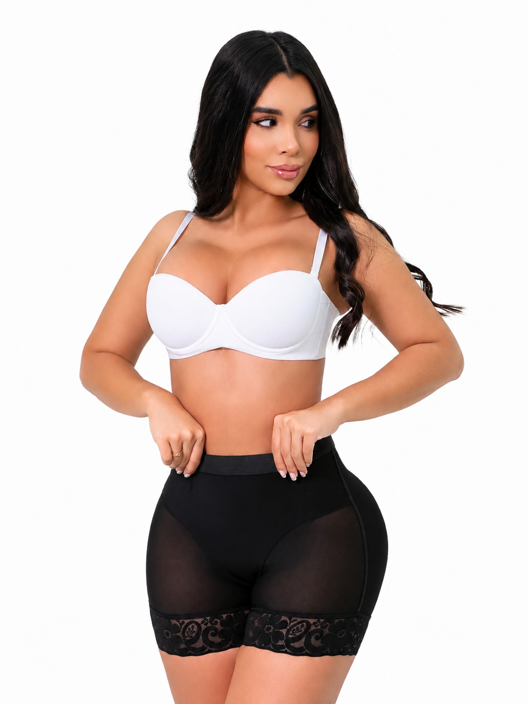 Panty Cachetero Moldeador SMI04084 con Encaje y Compresión Media 4084