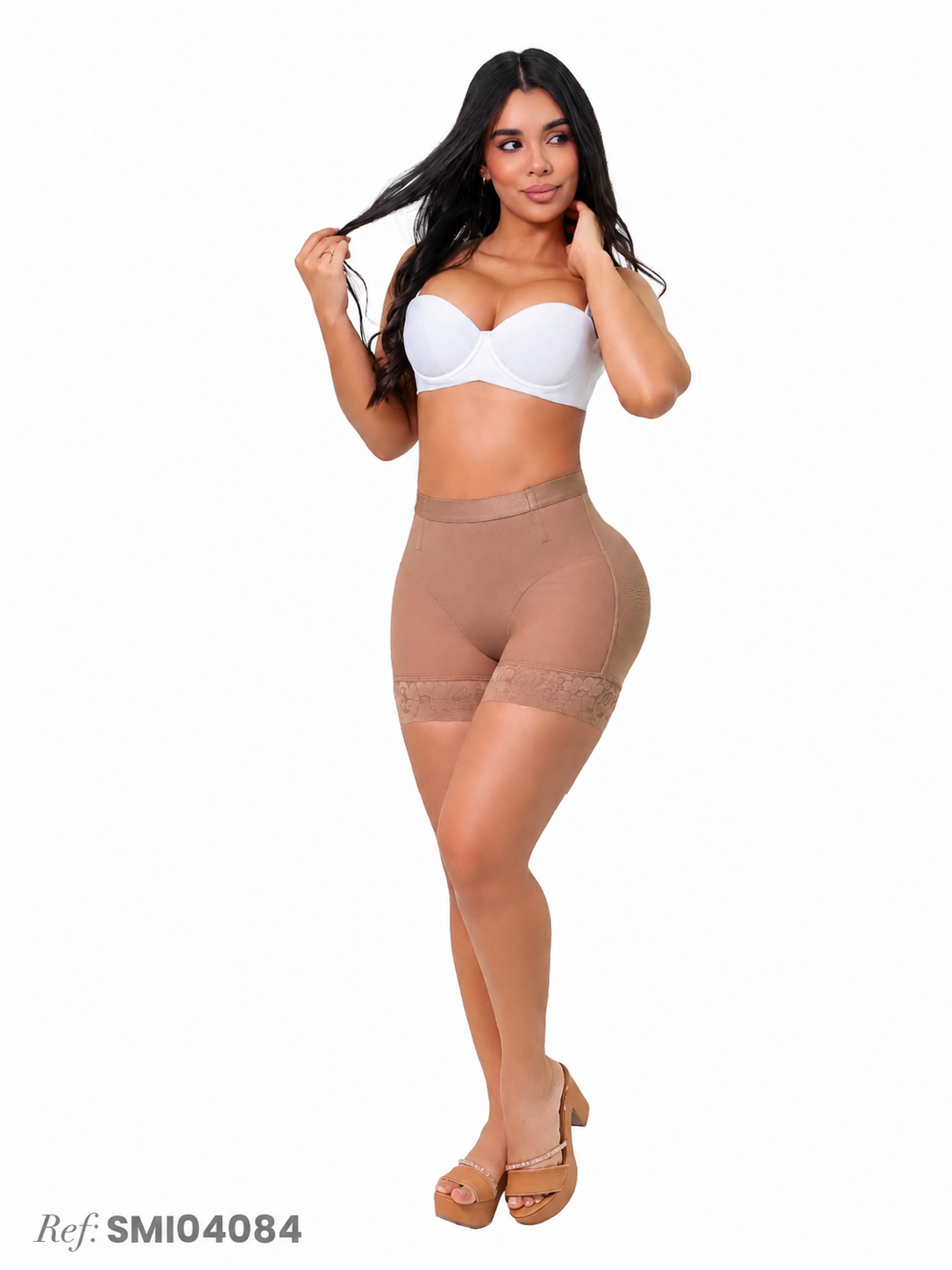 Panty Cachetero Moldeador SMI04084 con Encaje y Compresión Media 4084