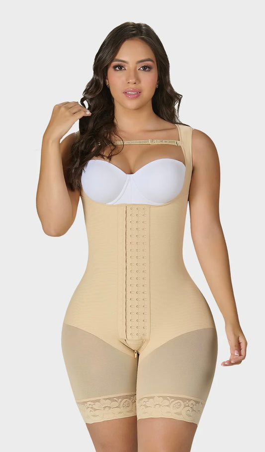 FAJAS MYD 0485 | FAJAS COLOMBIANAS POST SURGERY MID THIGH SHAPEWEAR BODYSUIT FOR GUITAR AND HOURGLASS BODY TYPES 485