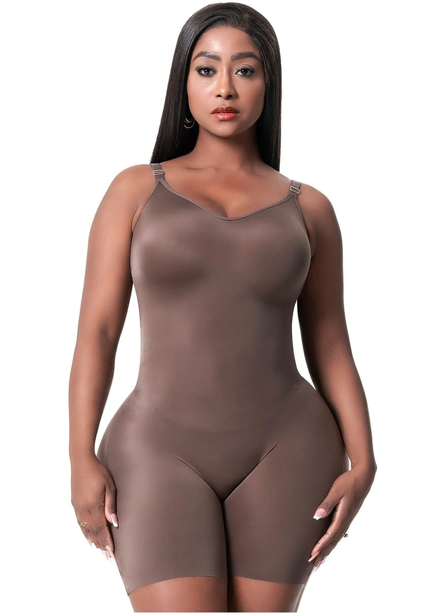 Comfy Tummy Control Shaperwear Bodysuit Mid Thigh With Built-In Bra | Daily Use 1L3