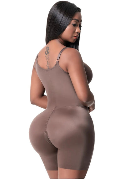 Comfy Tummy Control Shaperwear Bodysuit Mid Thigh With Built-In Bra | Daily Use 1L3