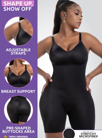 Comfy Tummy Control Shaperwear Bodysuit Mid Thigh With Built-In Bra | Daily Use 1L3