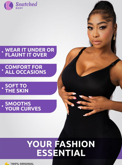 Comfy Tummy Control Shaperwear Bodysuit Mid Thigh With Built-In Bra | Daily Use 1L3
