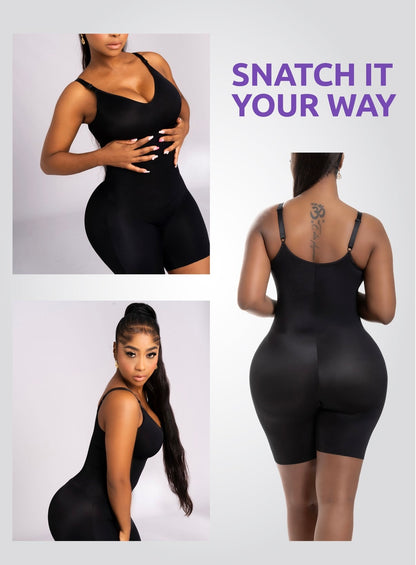 Comfy Tummy Control Shaperwear Bodysuit Mid Thigh With Built-In Bra | Daily Use 1L3