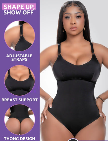 Comfy Tummy Control Shapewear Thong Bodysuit With Built-In Bra | Daily Use 1L4