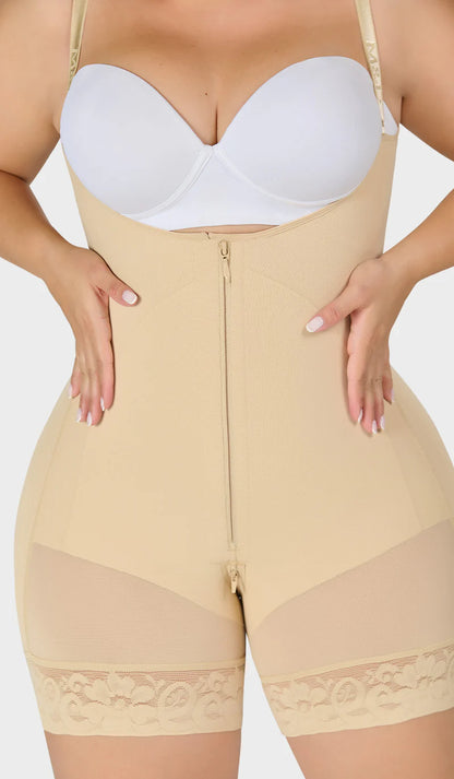 0768 - Mid-thigh faja back coverage and adjustable straps with zipper