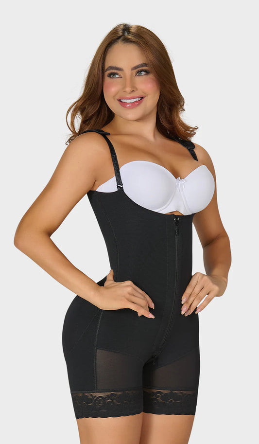 0768 - Mid-thigh faja back coverage and adjustable straps with zipper