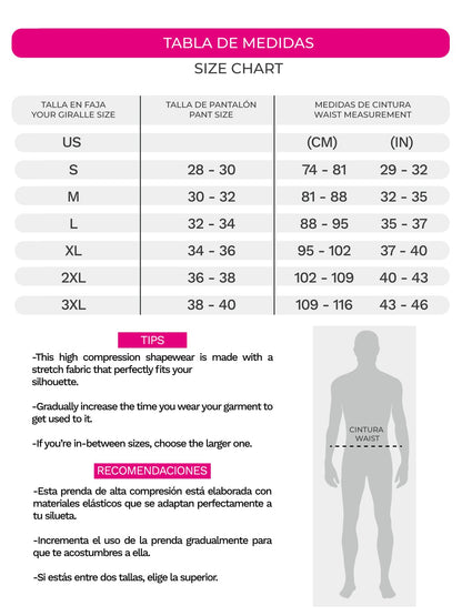 FAJA DE MEDIO MUSLO CON 4 GANCHOS DELANTEROS, COBERTURA ESPALDA Y TIRAS AJUSTABLES PARA HOMBRES 0061